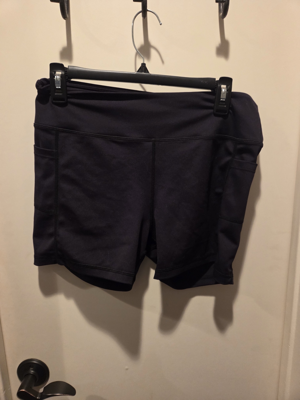 High-Rise Black Athletic Pocket Shorts for Women